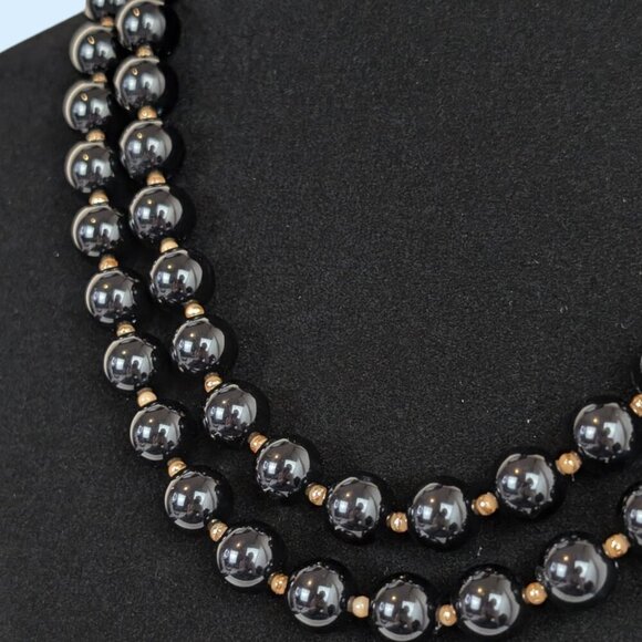 (2/$20) Vintage Long Black Beaded Necklace - Picture 3 of 5